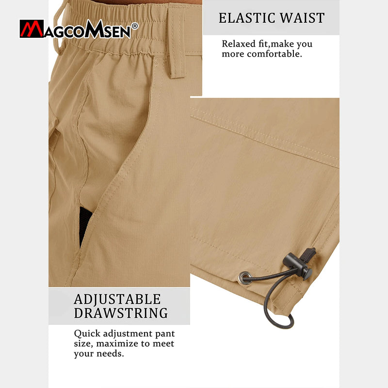 MAGCOMSEN Summer Men's Shorts Quick-drying Lightweight with 7 Pockets Waterproof 3/4 Shorts for Fishing Hiking
