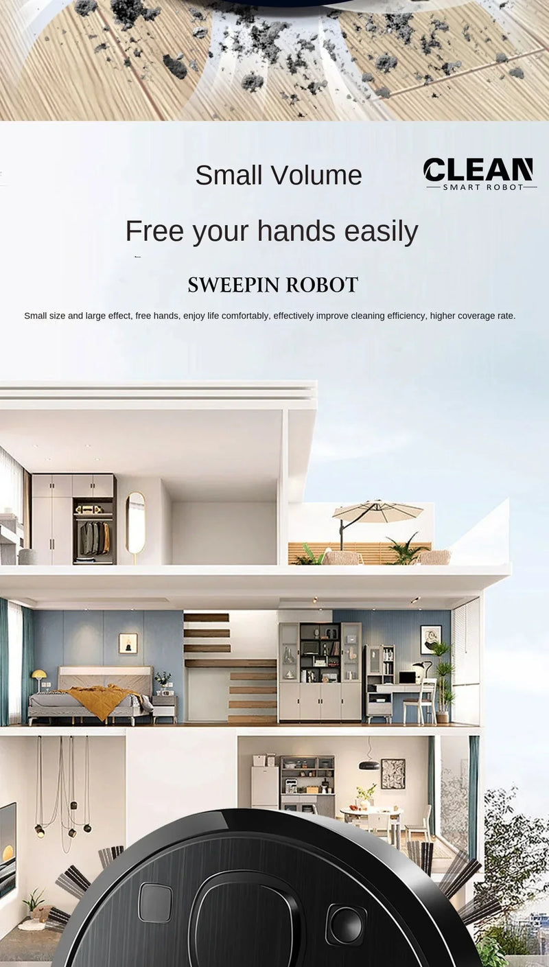 Aspiradora robot con función de secado y limpieza en seco, succión de 9800 Pa, sistema inteligente de prevención de obstáculos y batería de 7 semanas de duración.