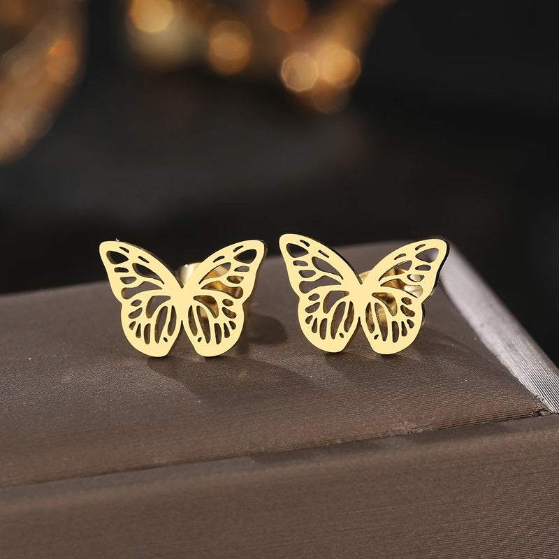 Stainless Steel Earrings 2022 Trend Mini Delicate Delicate Butterfly Charms Fashion Stud Earrings For Women Jewelry Party Gifts