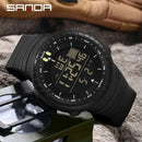 SANDA Men's Electronic Watch Outdoor Sports LED Analog Digital Alarm Clock Chronograph Multifunction Waterproof Men's Wristwatch