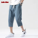 Summer New Casual Short Pants Mens Cotton and Linen Loose Pants  Trend Nine-point Straight Trousers M-5XL