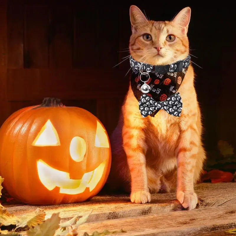 Dog Collar With Bowtie Halloween Removeable Bow Tie With Ringing Bell Dogs Cats Costumes Accessories For Traveling Photography