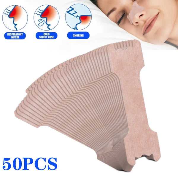 50Pcs Ventilation Nasal Patch Right Way Stop Snoring Anti Snore Nose Strip Easier Better Breath Aid Decive Good Sleeping Strips