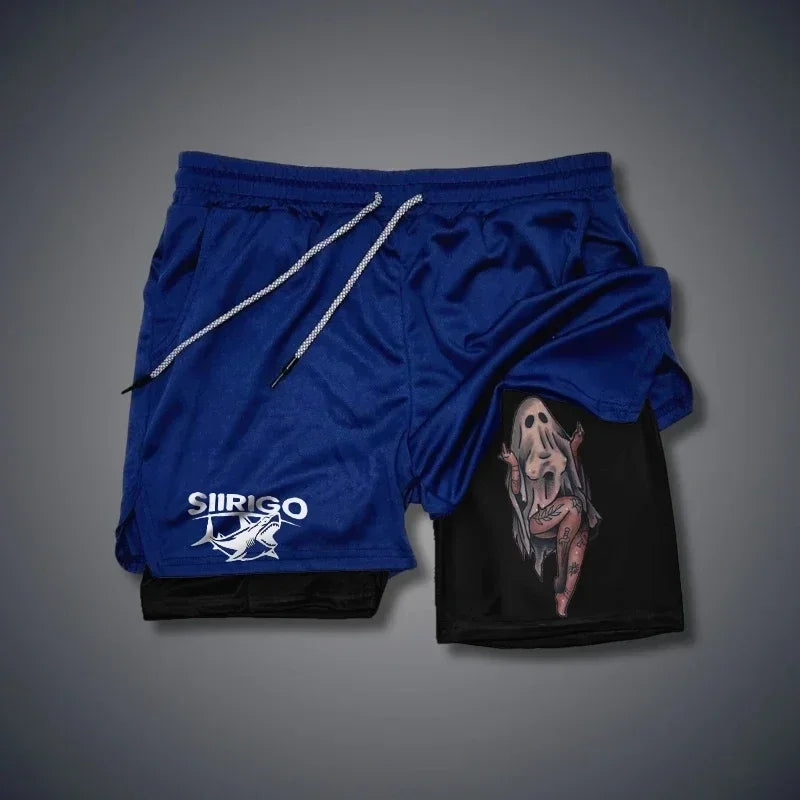 2024Berserk Men's Sports Shorts 2 in 1, Quick-drying Running Shorts, Gym and Fitness Training Double-layer Shorts for Men