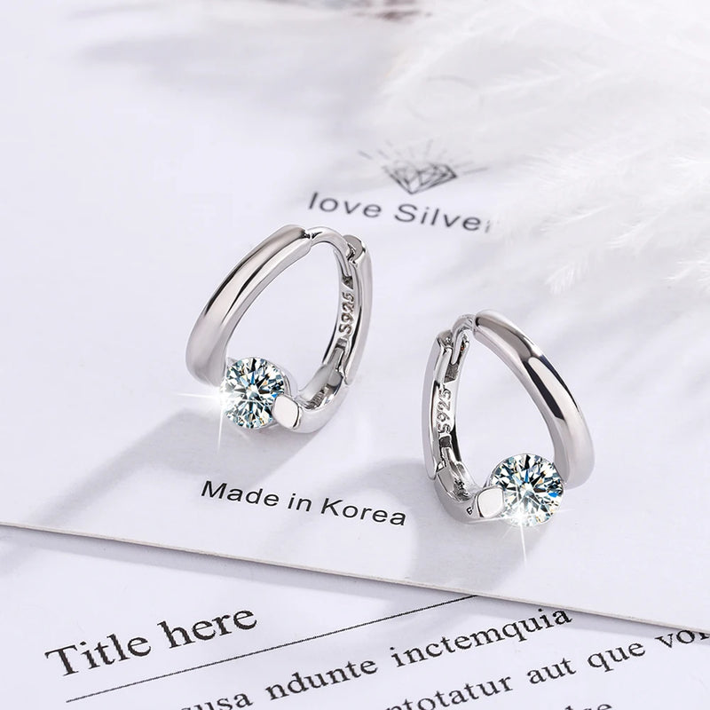 Hoop Earrings Silver 925 Sparkling 6.5mm 1CT Moissanite Earring With Certificate For Women Lovers' Wedding Jewelry Gift
