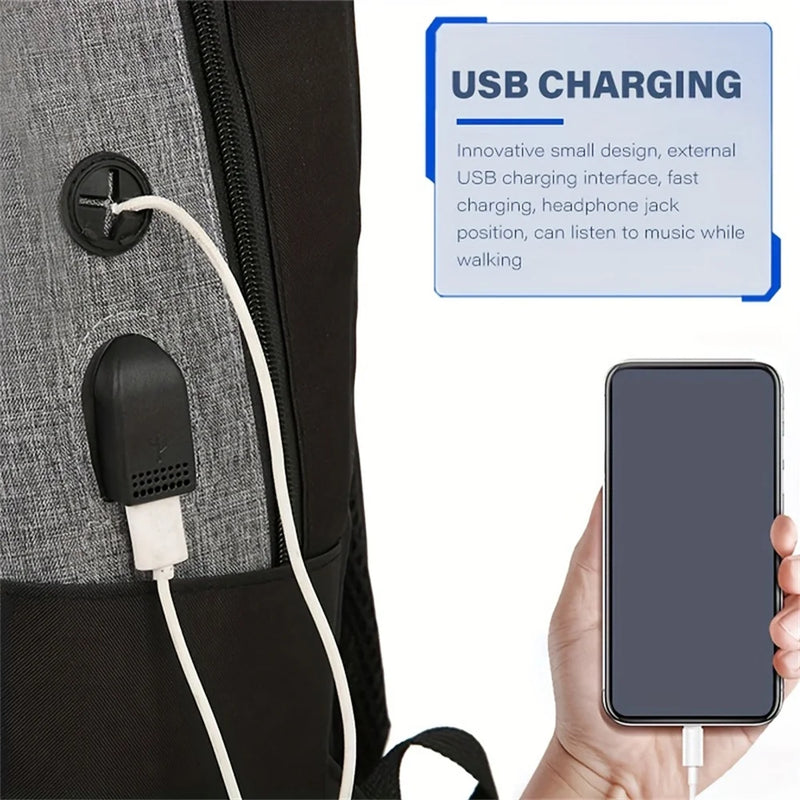 3pcs Versatile Backpack Trendy Washable Computer Bag Black Grey Blue Red School Business Backpack Unisex