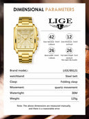 LIGE Gold Stainless Steel Men Watches Quartz Waterproof Luminous Male Clock Business Sport Mens Watch Luxury Calendar Man Watch
