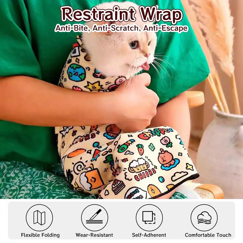 Pet Grooming Fixed Cloth Pet Wrap Cat Wrap Nail Clippers Injections Self-adhesive Anti Bite Scratch Anti Escape Restraint Bag