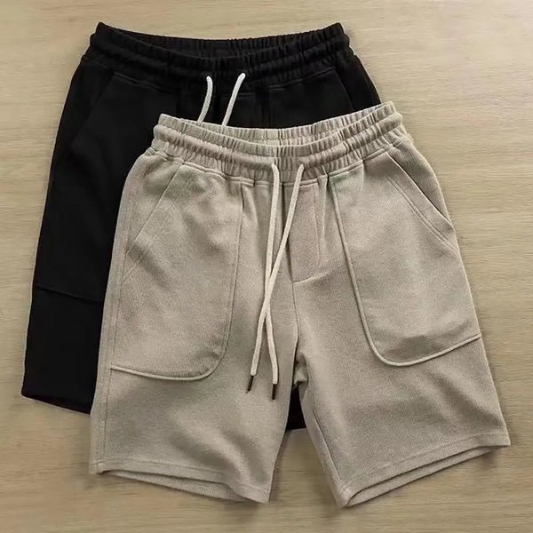 2022 European And American Summer New High Gram Heavy Washed Cotton Knitted Terry Tooling Casual Fashion Shorts Trendy Men Loose
