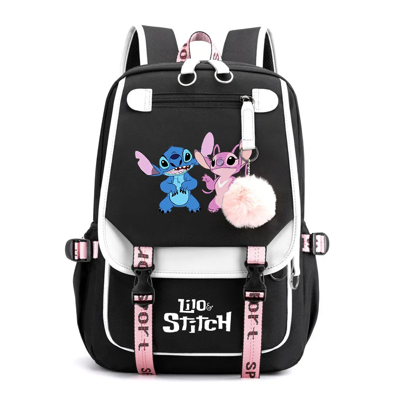 Disney Lilo Stitch Backpacks Teenager USB Charging Laptop Backpack Women Men Rucksack Travel Bag Mochila