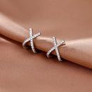 925 Pure Silver Needle Cross Earrings Women's 2024 New High Quality Zircon Earrings Girl Ear Rings Jewelry Earrings for Women