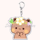 Llavero con diseño de Bubu Dudu, pareja de enamorados, oso panda, accesorios para bolso, colgante, joyería, regalos para amantes.