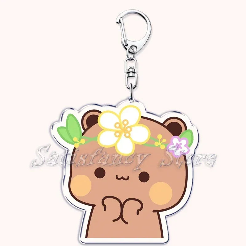 Llavero con diseño de Bubu Dudu, pareja de enamorados, oso panda, accesorios para bolso, colgante, joyería, regalos para amantes.