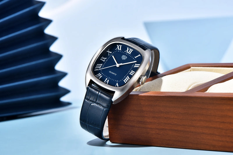 Rolls Timi New Brand Square Dial Quartz Men's watches 50M Waterproof Business Genuine Leather Man watch Japan VH31 Luxury Watch