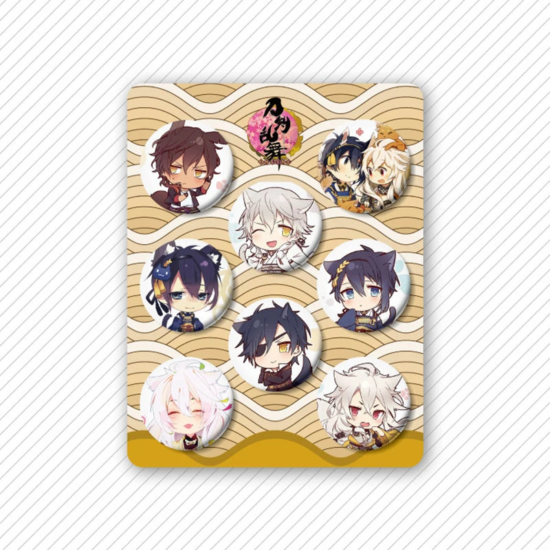 8 Pcs/Set Anime Tinning Tinplate Brooch Sanrio Backpack Badge Souvenir Clothing Gift For Friends