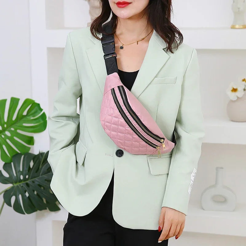 Waist Bag Women Men Waterproof Pocket Fashion Casual Chest Handbag Unisex Sports Travel Purse Plaid Waist Pack Belly Bags Case