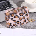 Leopard Print Short Wallet Trend Plush Multi Slot Credit Card Bag Multifunctional Portable Wallet For Outdoor Use