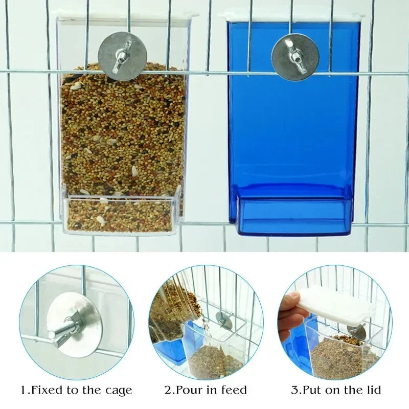 Bird Feeder Automatic Dispenser Anti-Splash Dust Dispensing Feeder Box for Small and Medium Parakeets Bird Cage Accessories