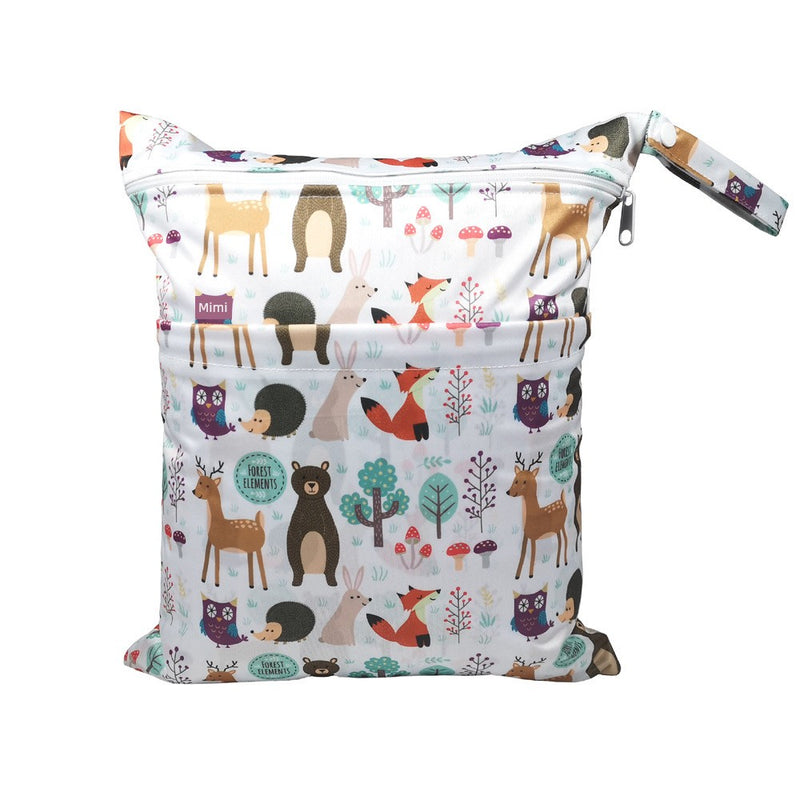 Baby Diaper Bag Cartoon Print Waterproof Wet Dry Nappy Zippe