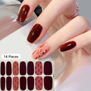 New 16 Strips Autumn Nail Stickers Full Cover Nail Patch Leopard Print 3D Nail Stickers Nail Polish Strips DIY Nail Art Making