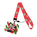 Christmas Design Disney Mickey Mouse Cute Cartoon Badge Holder ID Card Bus Card Holder Lanyard for Accessories Xmas Gifts