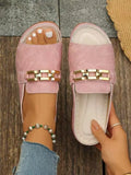 Women's Slippers Summer New Fashion Metal Button Slides Shoes Wedge Beach Sandals Women Outside Platform Designer Sandals