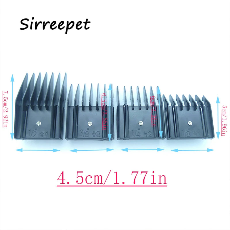 Juego de 4 cuchillas para cortadora de mascotas, guía de accesorios, peine de tamaño estándar, compatible con cuchillas Oster A5.