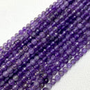 Purple Gem Beads Small Round Faceted Crystal Stone Beads Amethysts Crystal Mica Loose Beads For Jewelry Making DIY Necklace 15"