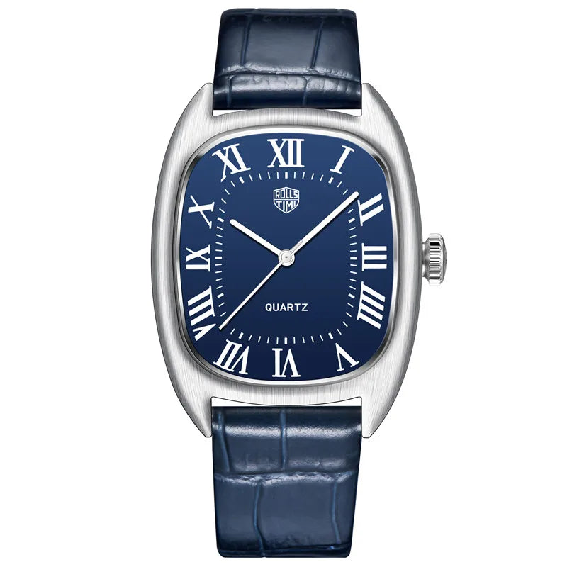 Rolls Timi New Brand Square Dial Quartz Men's watches 50M Waterproof Business Genuine Leather Man watch Japan VH31 Luxury Watch