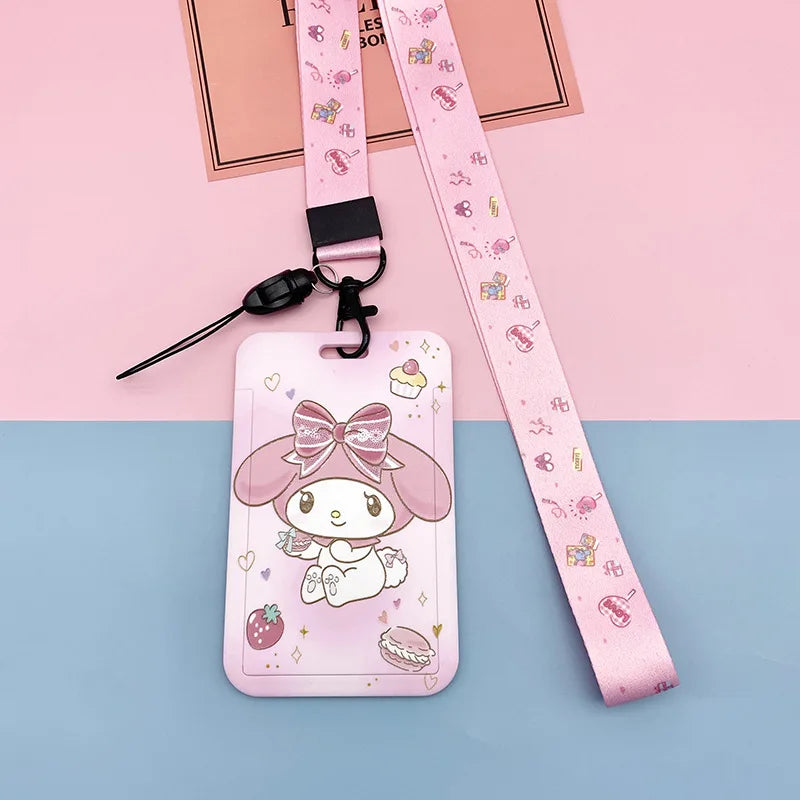 Sanrio ID Badge Holder Neck Strap Cartoon My Melody Subway Door Card Holders Hello Kitty Kids Campus Lanyard Credential Holder