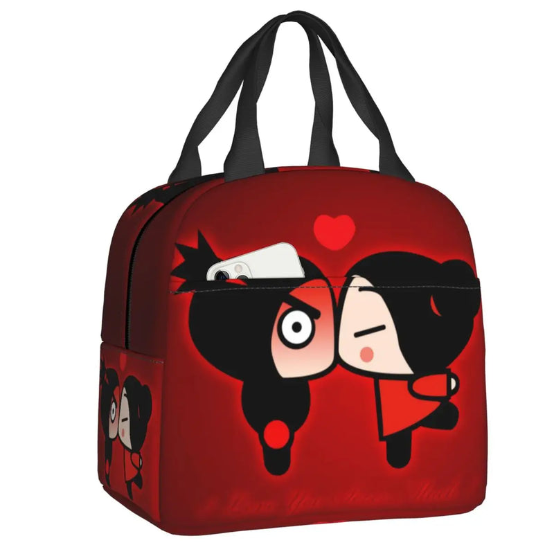 Cartoon Anime Pucca Lunch Bag Women Cooler Warm Thermal Insulated Lunch Box for Work School Office Picnic Food Tote Bags