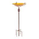 Glass Bird Bath Garden Outdoor Birdbath Birdfeeder with Metal Stake Bird Feeder Bird Bath Bowl for Garden Yard Lawn Decor