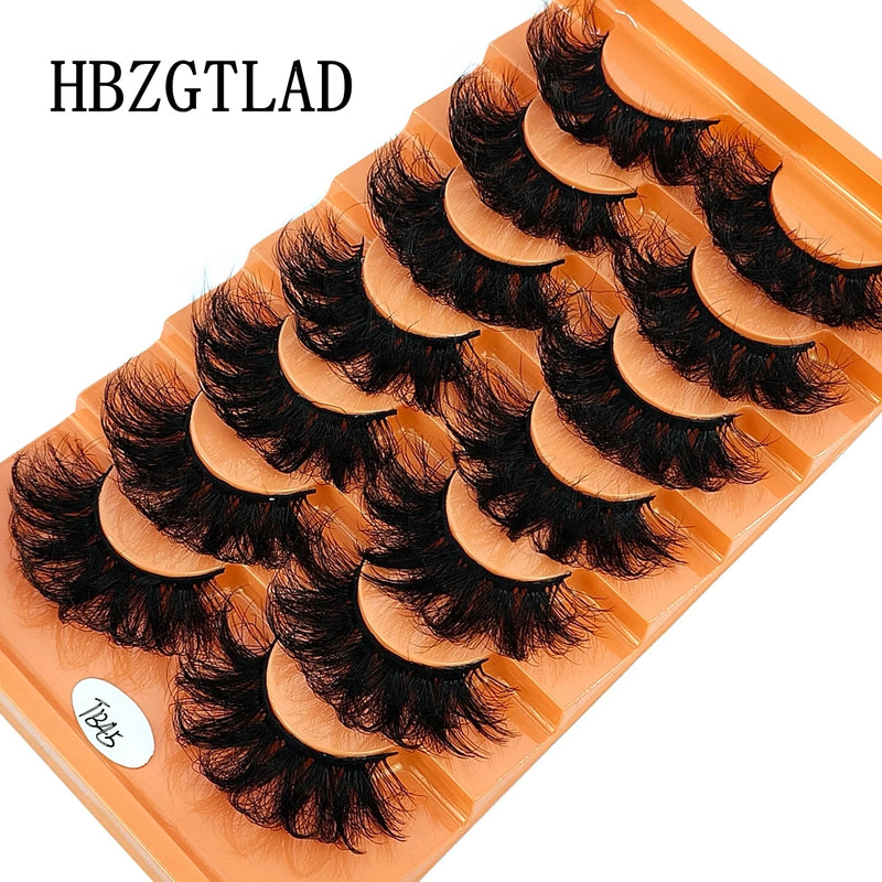 New 7 Pairs 20-25mm 8D fake Lashes Bulk Faux with Custom Wispy Natural Mink Eyelash Wholesales makeup Fluffy False Eyelashes