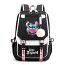 Disney Lilo Stitch Backpacks Teenager USB Charging Laptop Backpack Women Men Rucksack Travel Bag Mochila