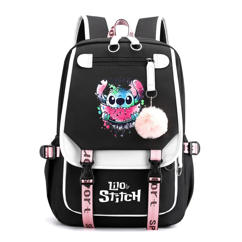 Disney Lilo Stitch Backpacks Teenager USB Charging Laptop Backpack Women Men Rucksack Travel Bag Mochila