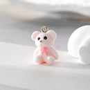6pcs 3D Big Small Flocked Bear Resin Charms Cute Aniaml Doll Bear Pendant For Earring Keychains Diy Jewelry Make