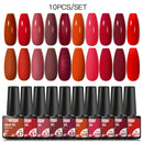 Mtssii 10PCS Reflective Gel Nail Polish Set Fluorescent Glitter Semi Permanent Hybrid Gel Varnish Soak Off UV Lamp For Manicure