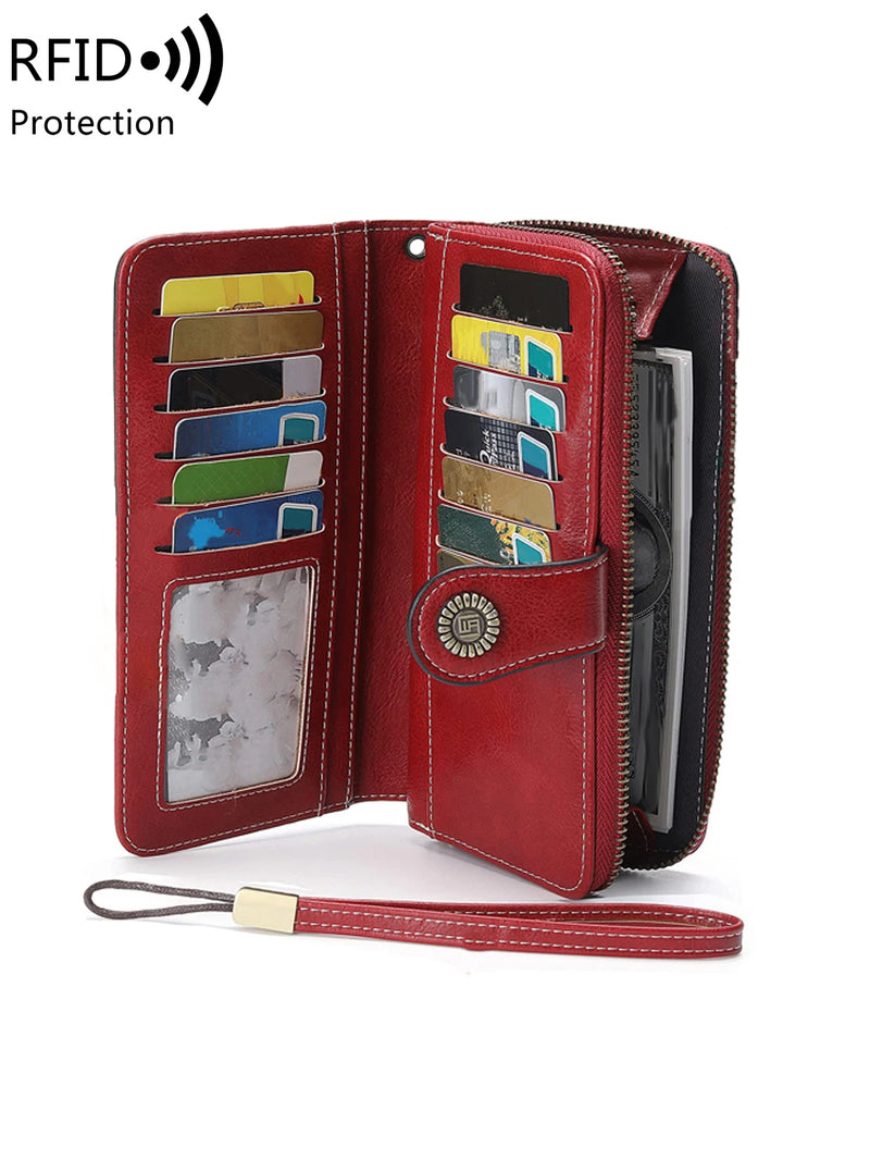 High Quality Women Wallet RFID Anti-theft Leather Wallets For Woman Long Zipper Large Ladies Clutch Bag Female Purse Card Holder