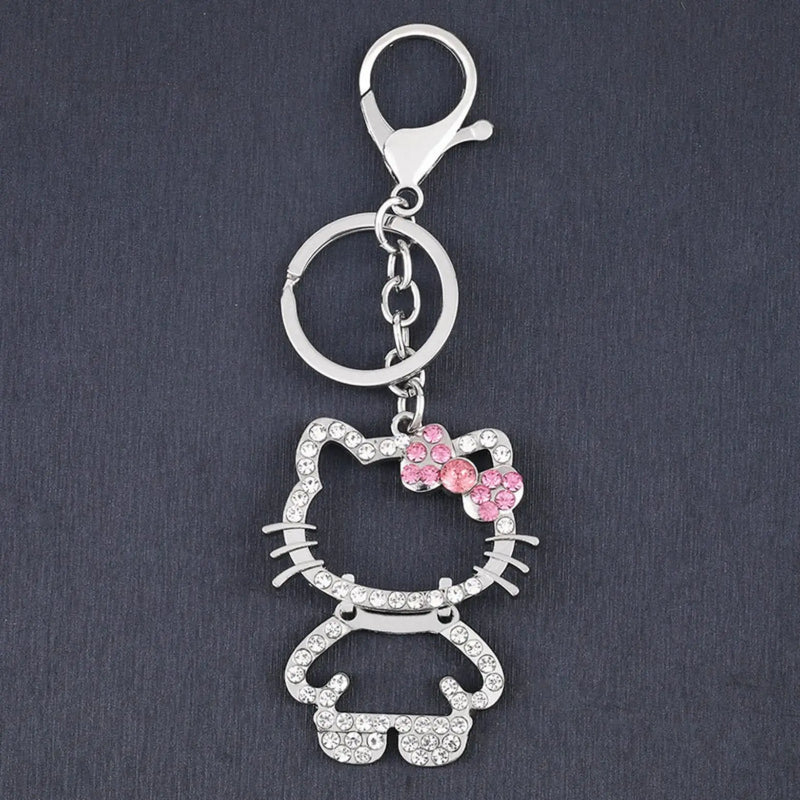 Sanrio Hello Kitty Cute Crystal Masonry Keychain Metal Backpack Pendant Keychain Ring Fashion Keychain Party Toy Easter Gifts
