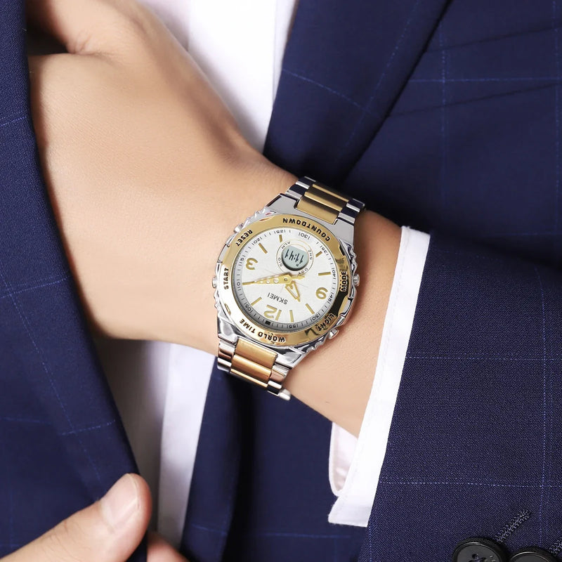 Reloj electrónico SKMEI 2310 resistente al agua para hombre, reloj de pulsera digital de acero inoxidable, reloj de lujo para hombre, reloj con movimiento, reloj para hombre