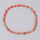 1pc Beach Vocation Themed Mixed Color Design 18K Gold Plated Copper & Bead Bracelet Cute & Luck For Festival Jewelry Gift
