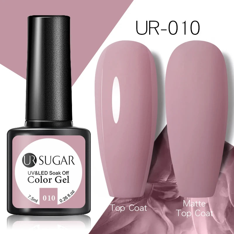 UR SUGAR - Esmalte de uñas en gel semipermanente rosa nude con purpurina, color sólido, 7,5 ml, para manicura semipermanente UV LED