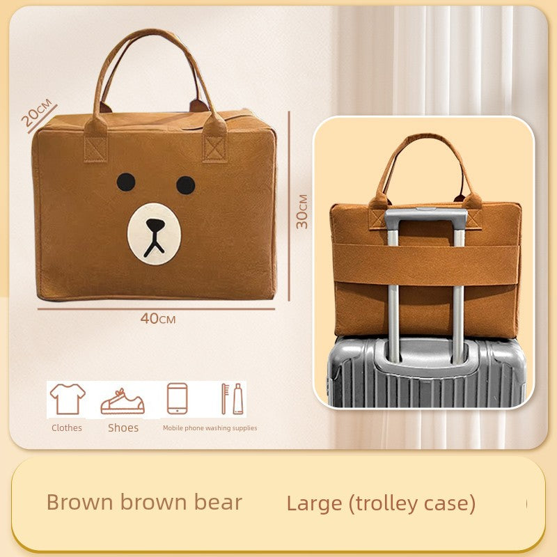 Cartoon Bag Travel Bag Storage Hand Bag Large Capacity Kids Luggage Bag Trolley Case Luggage Bag Felt Bag Lightweight