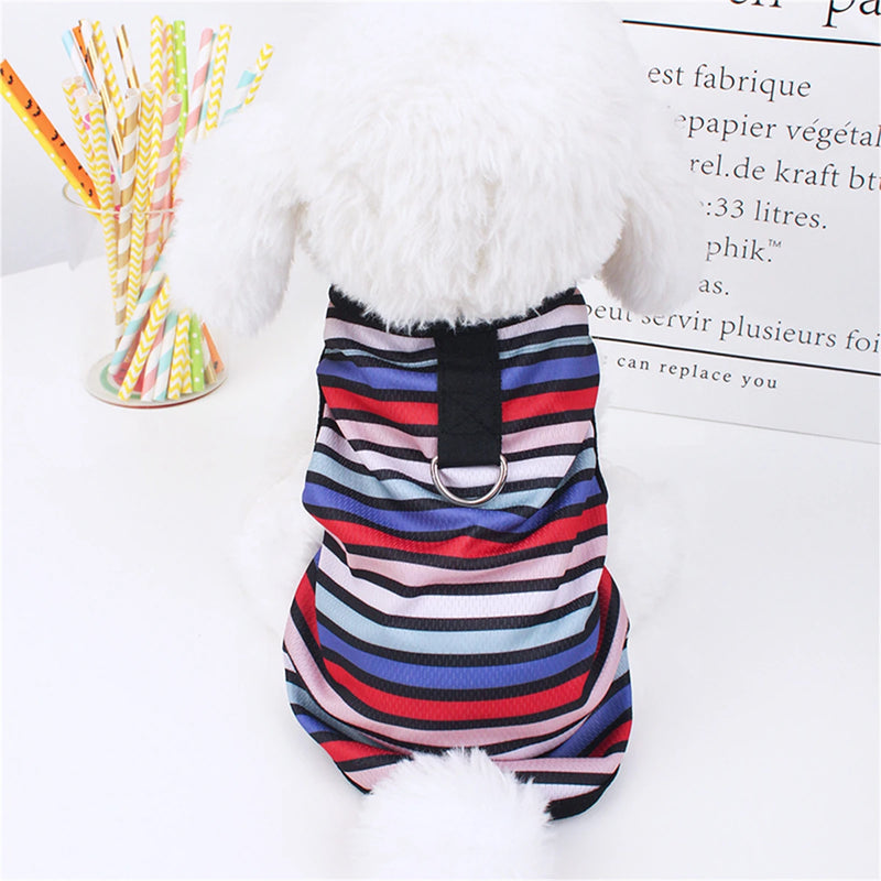 Striped Puppy Sleeveless Vest Spring Summer Pet Clothes for Small and medium Dogs Pomeranian Pullovers Kitten Towable T-shirts