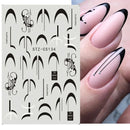3D Snake Laser Stickers for Manicure Black Gold Abstract Leaves Luxury Nail Art Adhesive Slider Polish Decor Decals SASW-SJ