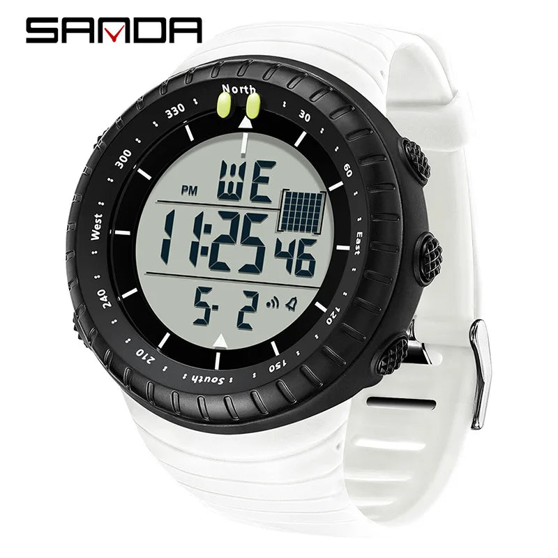 SANDA Men's Electronic Watch Outdoor Sports LED Analog Digital Alarm Clock Chronograph Multifunction Waterproof Men's Wristwatch