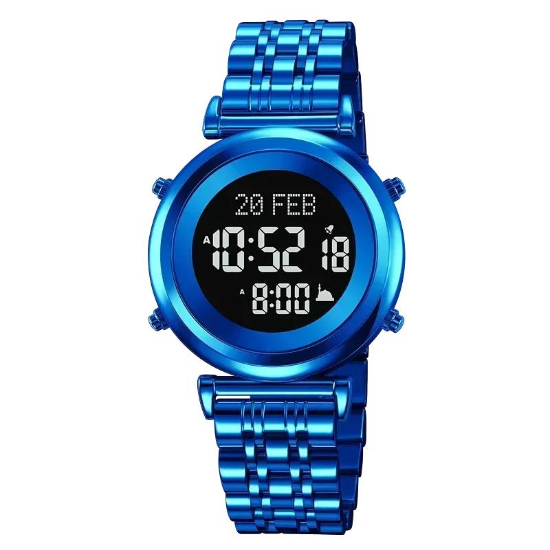 SKMEI 2139 Steel Muslim Azan Digital Watch Mens Back Light Waterproof  Wristwatch Prayer Qibla Compass Alarm Clock watch 1861