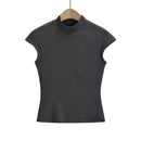 Taop&Za 2024 Spring New Product Women's Fashion Versatile Half High Collar Small Flying Sleeves Slim Fit Top