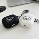 Cartoon Cat Lovers Matte Protective Case For AirPods 1/2/3/4 Soft Cute Cover for AirPods Pro 2 Bluetooth Earphone Case Keyring