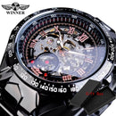 Winner Classic Series Golden Movement Steel Mens Skeleton Man Wrist Watch Mechanical Top Brand Luxury Fashion Automatic Watches